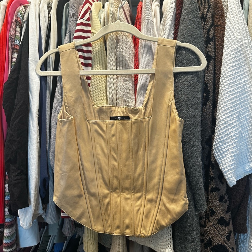 Nude Vegan Leather Corset Top - Size M